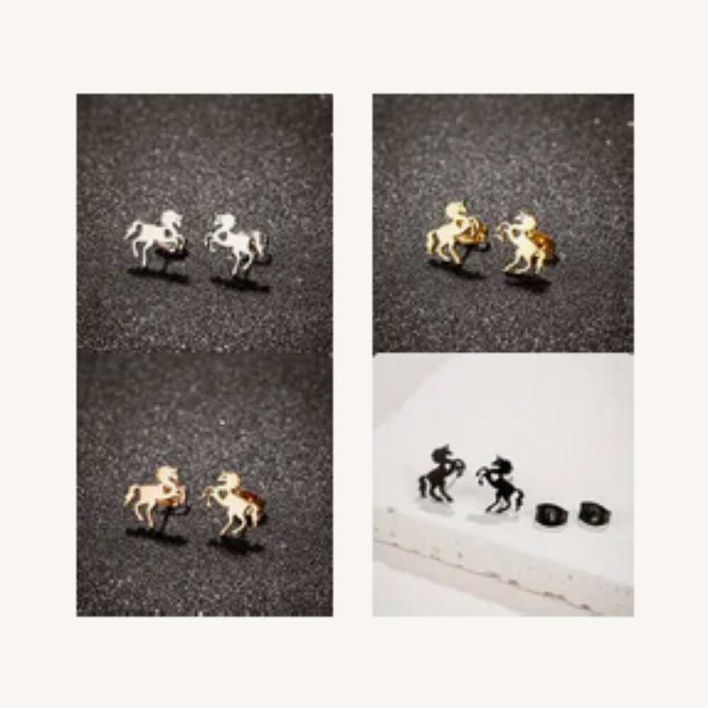 Stainless Steel Horse Stud Earrings NWT